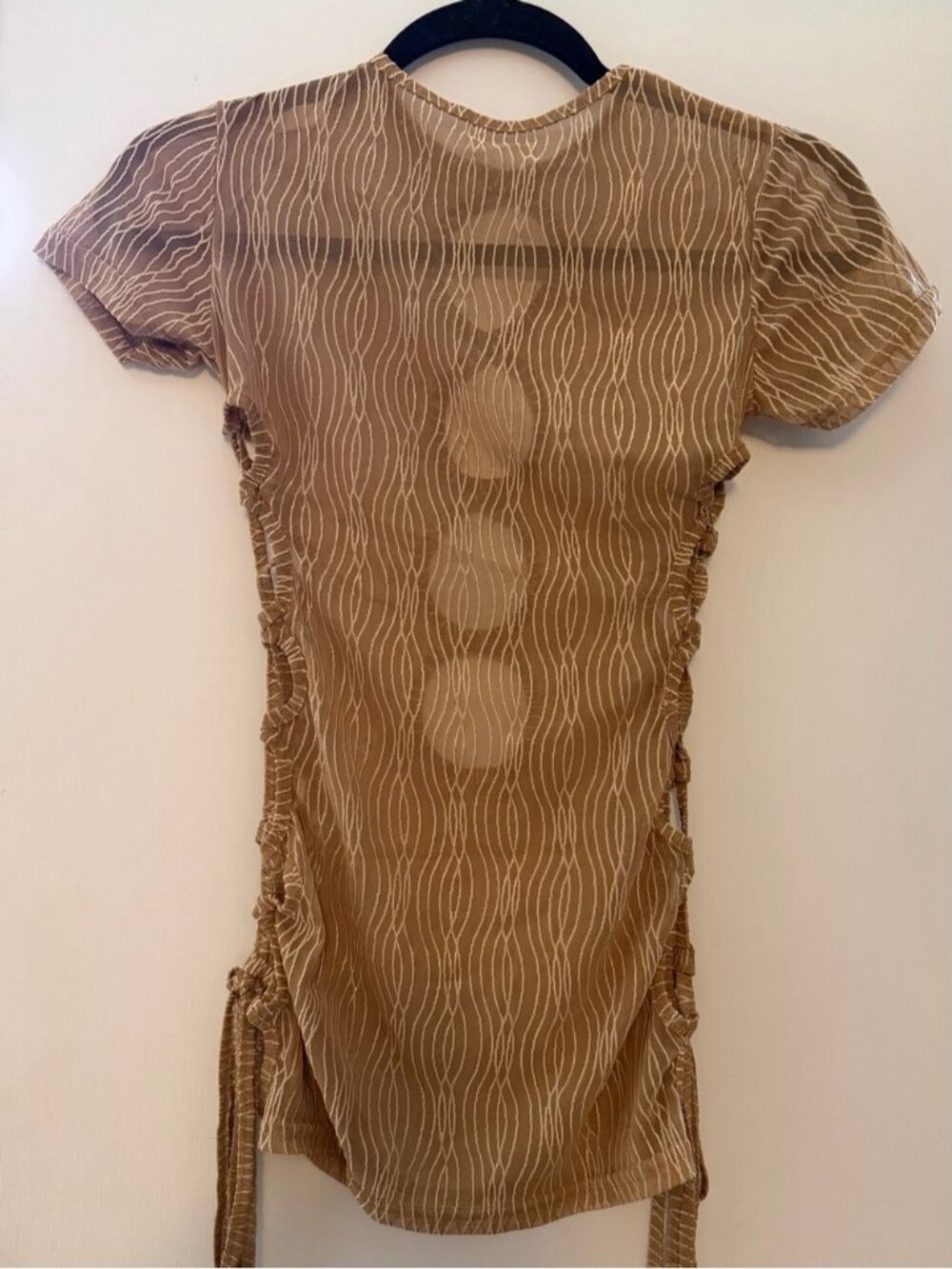 Ruched Side Mini Dress in Tan